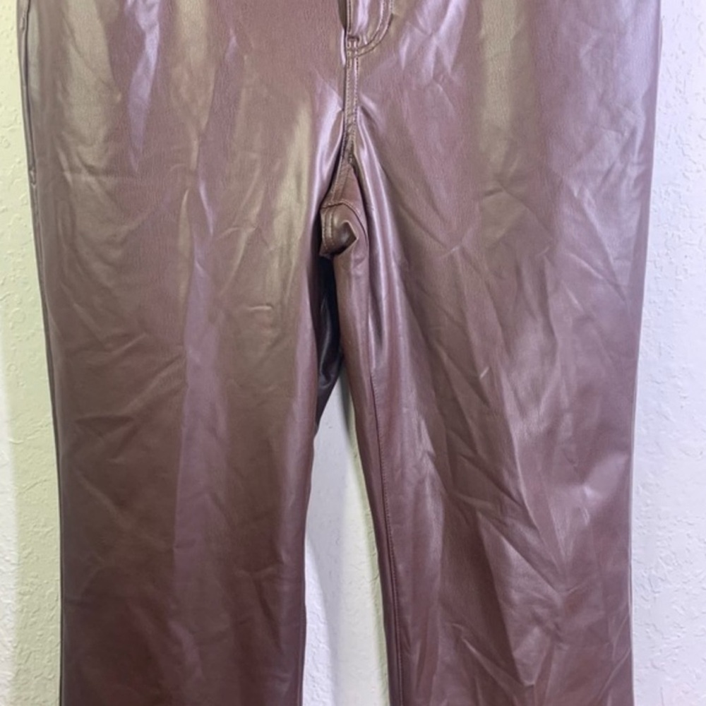 BANANA REPUBLIC Cropped Bootcut Faux Leather Chocolate Brown Elegant Urban Pants - Picture 6 of 15